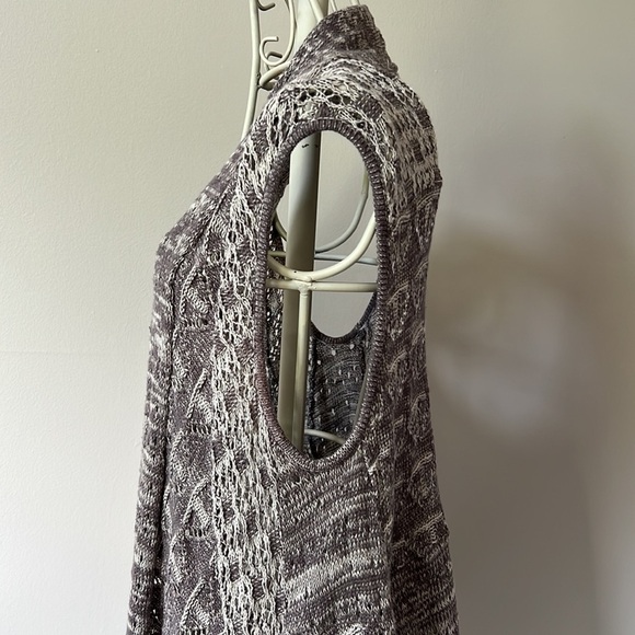 Anthropology Moth Gray Lavena Sweater Vest Pointelle Open front - Picture 4 of 7